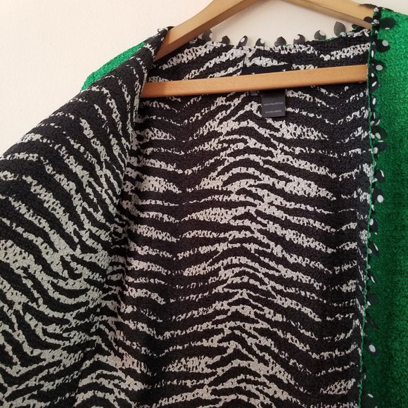 Berek Reversible Two Jackets in One Popcorn Fabric Zebra Print & Green Blazer - Picture 7 of 14
